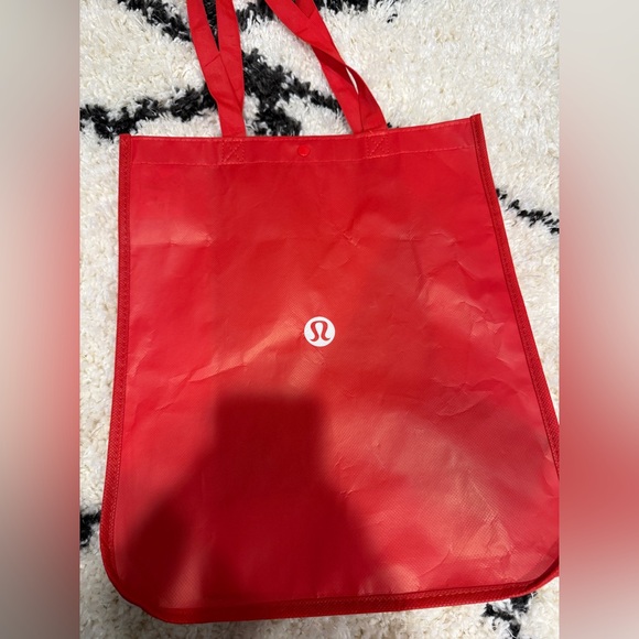 Lululemon Red Reusable Tote Bag | Logo Shopping Gym Carryall - Picture 2 of 6